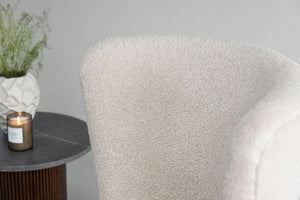 Hällsö Armchair, Beige Bouclé | Trendy Cozy Accent Chair with Walnut Legs