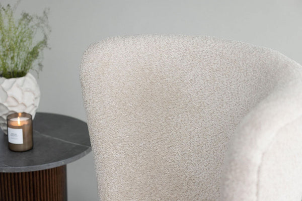 Hällsö Armchair, Beige Bouclé | Trendy Cozy Accent Chair with Walnut Legs