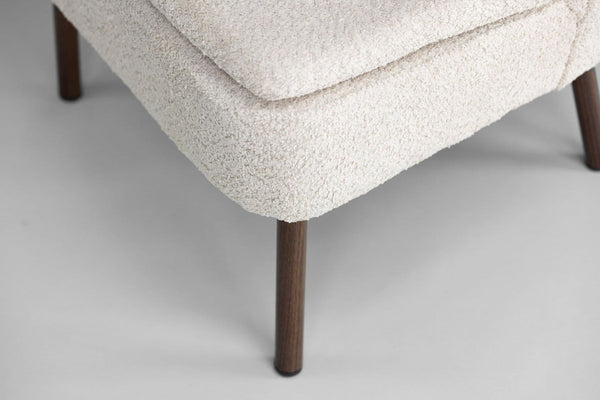 Hällsö Armchair, Beige Bouclé | Trendy Cozy Accent Chair with Walnut Legs