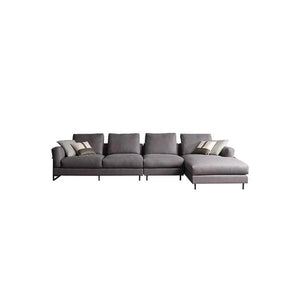 H92 Grey Four Seater Corner Sofa | Leathaire Modular L-Shape Sectional Sofa | Modern Contemporary Corner Couch | Multiple Colour Options | High Density Foam Living Room Sofa - Sleek Furniture