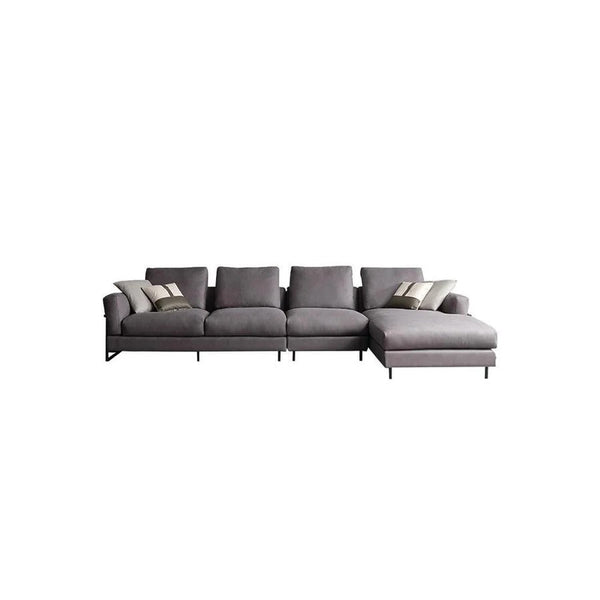 H92 Grey Four Seater Corner Sofa | Leathaire Modular L-Shape Sectional Sofa | Modern Contemporary Corner Couch | Multiple Colour Options | High Density Foam Living Room Sofa - Sleek Furniture