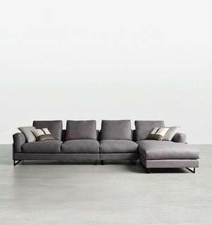H92 Grey Four Seater Corner Sofa | Leathaire Modular L-Shape Sectional Sofa | Modern Contemporary Corner Couch | Multiple Colour Options | High Density Foam Living Room Sofa - Sleek Furniture