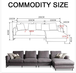 H92 Grey Four Seater Corner Sofa | Leathaire Modular L-Shape Sectional Sofa | Modern Contemporary Corner Couch | Multiple Colour Options | High Density Foam Living Room Sofa - Sleek Furniture
