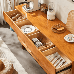 Hadza Narrow Sideboard Cabinet, Solid Wood Slim Storage Unit with Twisted Paper Cord Doors, Modern Contemporary Wooden Sideboard for Living Room & Dining Room - Sleek Furniture