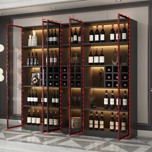 Hampshire I Modern Wine Cabinet with Glass Doors & LED Lighting – Black Storage Display Unit for Wine Bottles & Glassware - Sleek Furniture