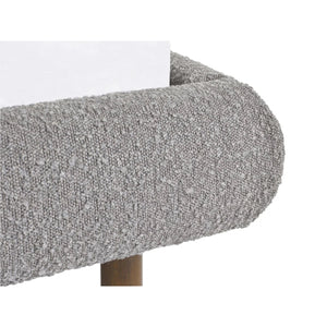 Hannah Grey Bouclé Double Bed Frame – Curved Upholstered 135cm Bed with Contemporary Design - Sleek Furniture