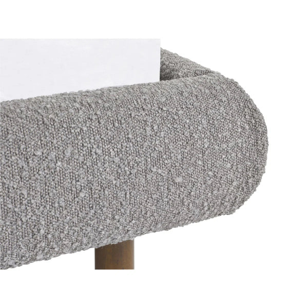 Hannah Grey Bouclé Double Bed Frame – Curved Upholstered 135cm Bed with Contemporary Design - Sleek Furniture