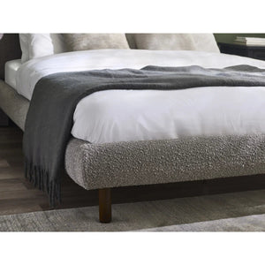 Hannah Grey Bouclé Double Bed Frame – Curved Upholstered 135cm Bed with Contemporary Design - Sleek Furniture