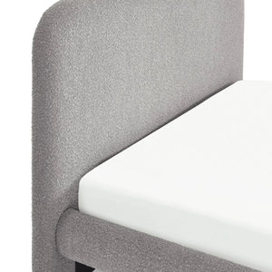 Hannah Grey Bouclé Double Bed Frame – Curved Upholstered 135cm Bed with Contemporary Design - Sleek Furniture