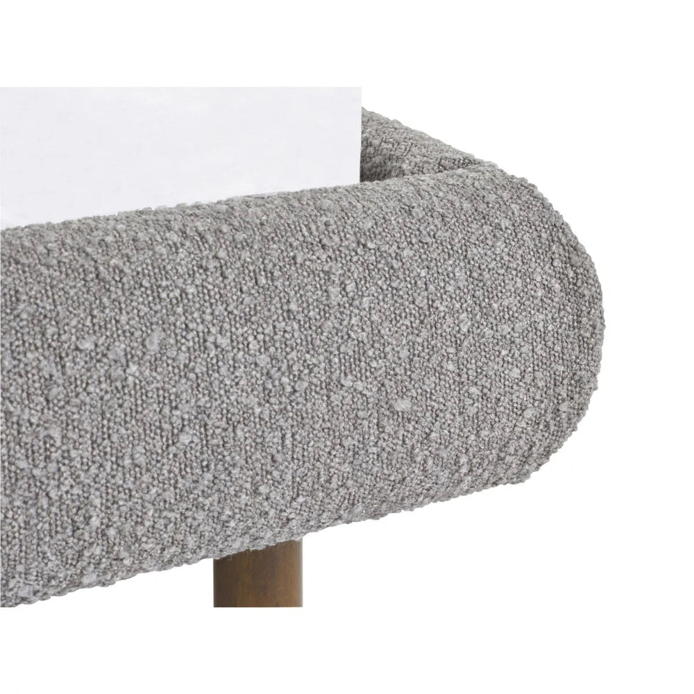 Hannah Grey Bouclé Upholstered Curved Double Bed Frame - Sleek Furniture