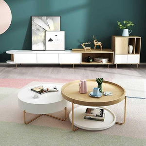 Harper Extendable TV Stand & Media Unit – Oak & White Finish | Modern Living Room TV Cabinet with Storage, Side Cabinet & Coffee Table Style Design - Sleek Furniture