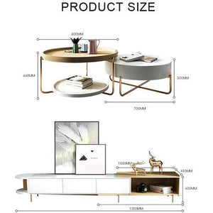 Harper Oak Nesting Coffee Table Set | Modern Contemporary Wooden Top with Painted Steel Frame – White & Oak Finish - Sleek Furniture
