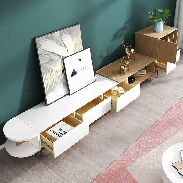 Harper Oak Nesting Coffee Table Set | Modern Contemporary Wooden Top with Painted Steel Frame – White & Oak Finish - Sleek Furniture