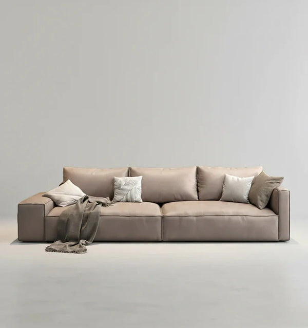 Hartste Modern Three Seater Sofa – Leathaire Faux Leather Upholstered 3 Seater Couch, Contemporary Living Room Sofa (Brown & Custom Colours Available) - Sleek Furniture
