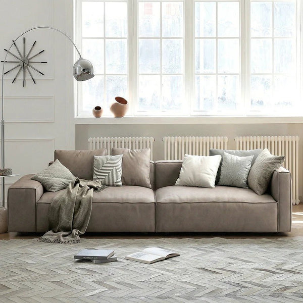 Hartste Modern Three Seater Sofa – Leathaire Faux Leather Upholstered 3 Seater Couch, Contemporary Living Room Sofa (Brown & Custom Colours Available) - Sleek Furniture