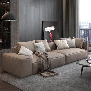 Hartste Modern Three Seater Sofa – Leathaire Faux Leather Upholstered 3 Seater Couch, Contemporary Living Room Sofa (Brown & Custom Colours Available) - Sleek Furniture