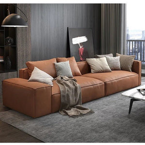 Hartste Modern Three Seater Sofa – Leathaire Faux Leather Upholstered 3 Seater Couch, Contemporary Living Room Sofa (Brown & Custom Colours Available) - Sleek Furniture