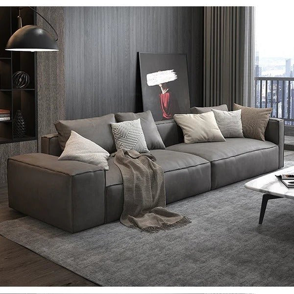 Hartste Modern Three Seater Sofa – Leathaire Faux Leather Upholstered 3 Seater Couch, Contemporary Living Room Sofa (Brown & Custom Colours Available) - Sleek Furniture