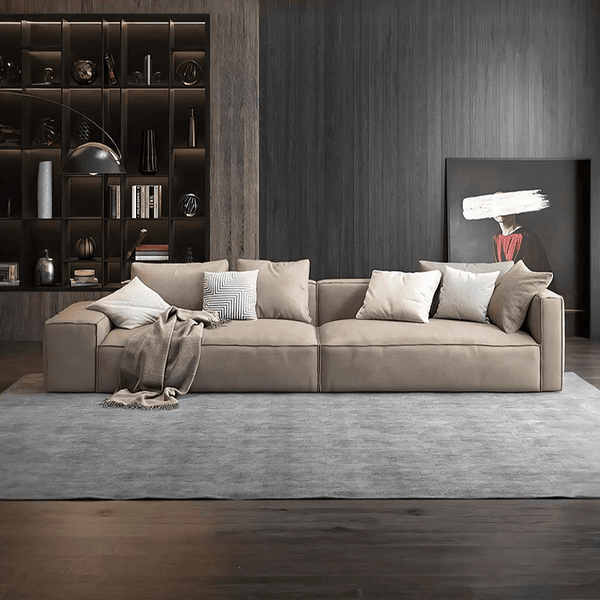 Hartste Modern Three Seater Sofa – Leathaire Faux Leather Upholstered 3 Seater Couch, Contemporary Living Room Sofa (Brown & Custom Colours Available) - Sleek Furniture