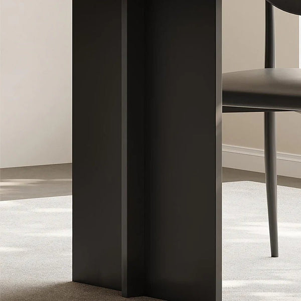 Hasegawa Sintered Stone Dining Table with Black Metal Legs, Modern Rectangular Dining Room Table, Contemporary Kitchen & Dining Table, Black or White Finish - Sleek Furniture