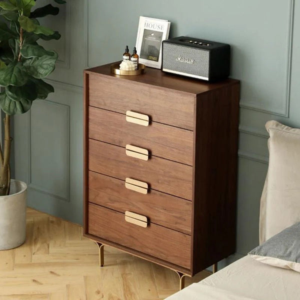 Hedra Walnut Chest of Drawers with Modern White Finish & Spacious Storage - Sleek Furniture