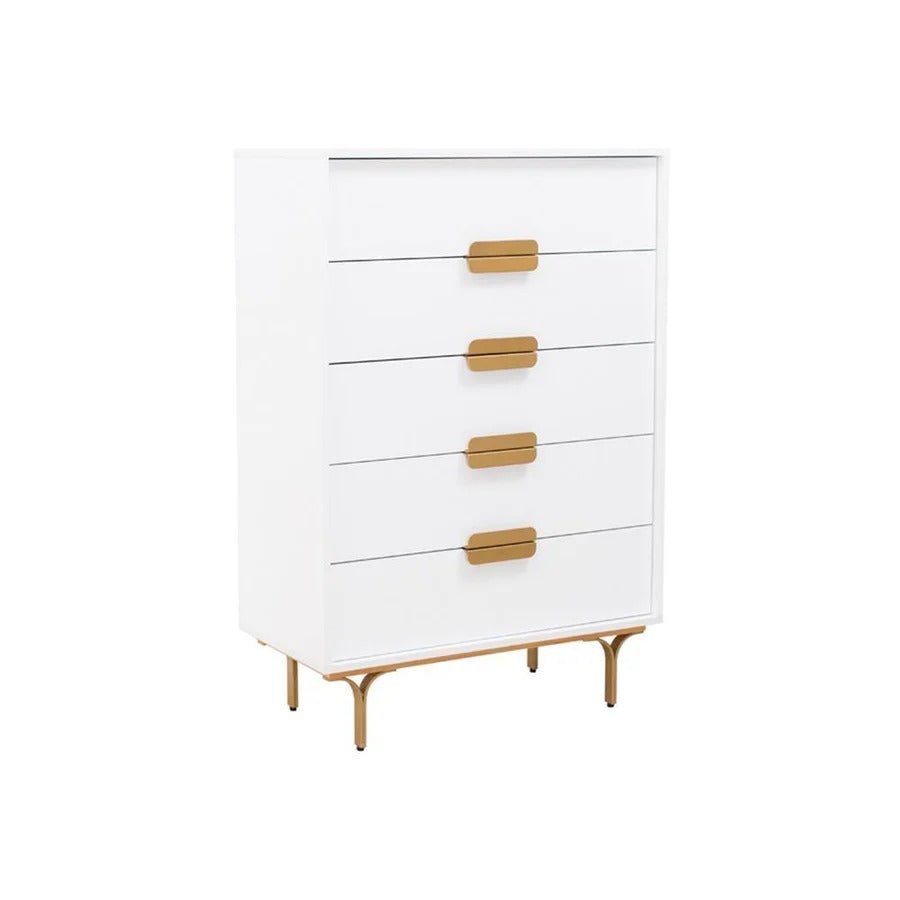 Hedra Walnut Chest of Drawers with Modern White Finish & Spacious Storage - Sleek Furniture