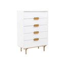 Hedra Walnut Chest of Drawers with Modern White Finish & Spacious Storage - Sleek Furniture