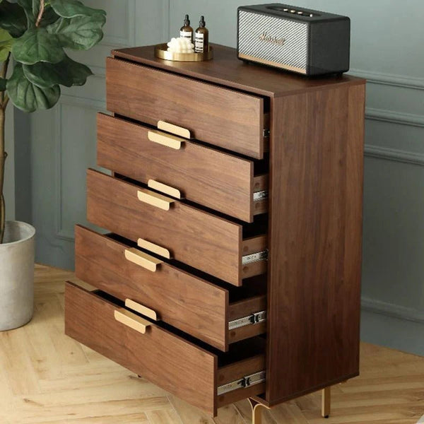 Hedra Walnut Chest of Drawers with Modern White Finish & Spacious Storage - Sleek Furniture
