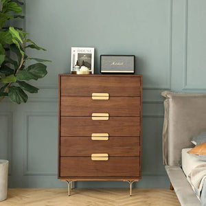 Hedra Walnut Chest of Drawers with Modern White Finish & Spacious Storage - Sleek Furniture