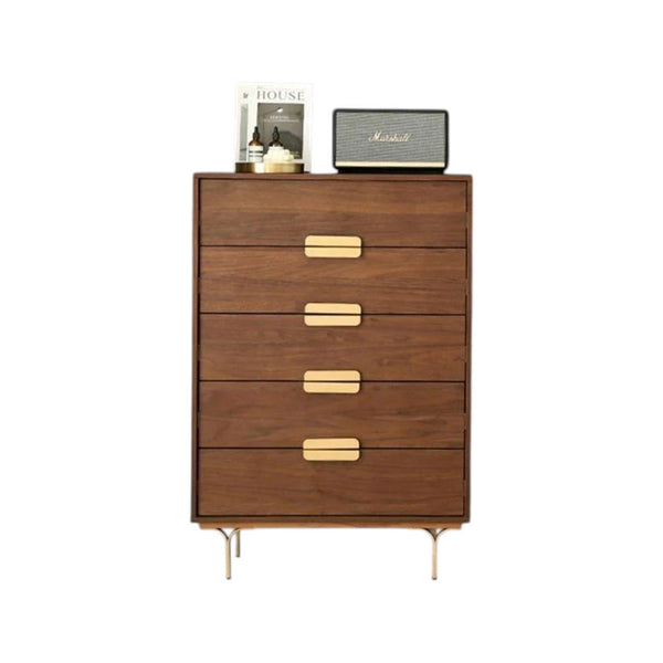 Hedra Walnut Chest of Drawers with Modern White Finish & Spacious Storage - Sleek Furniture