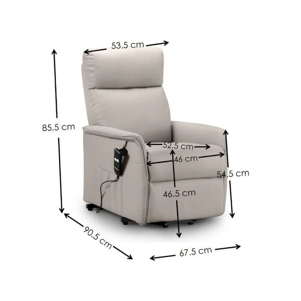 Helena Electric Rise & Recline Chair – Charcoal Fabric Mobility Armchair with Lift Assist - Sleek Furniture