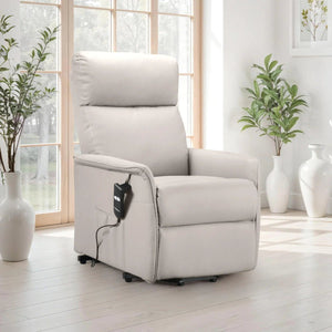 Helena Electric Rise & Recline Chair – Pebble Faux Leather Upholstered Mobility Armchair with Lift Assist & Reclining Function - Sleek Furniture