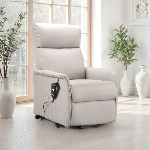 Helena Electric Rise & Recline Chair – Pebble Faux Leather Upholstered Mobility Armchair with Lift Assist & Reclining Function - Sleek Furniture