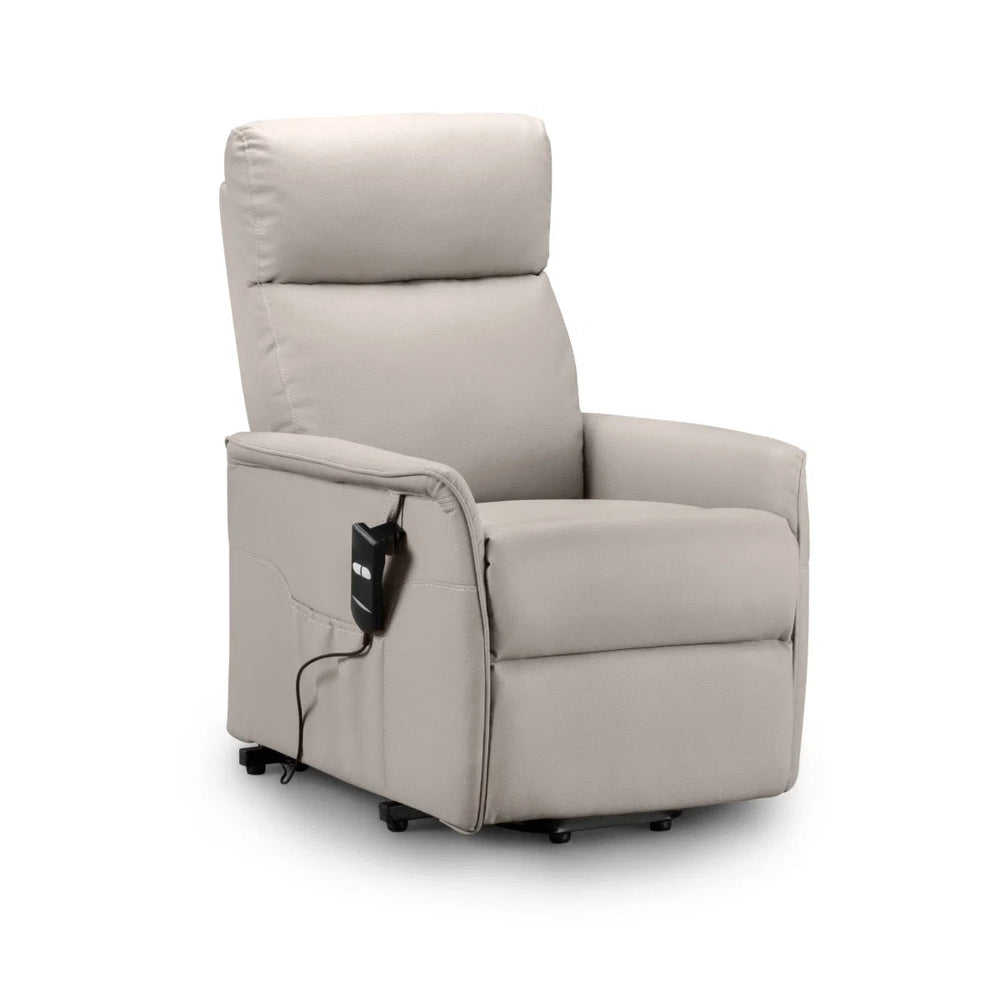 Helena Electric Rise & Recline Chair – Pebble Faux Leather Upholstered Mobility Armchair with Lift Assist & Reclining Function - Sleek Furniture