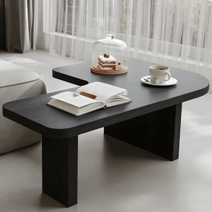 Helios Square Coffee Table Set | Solid Wood Nesting Tables in Black & Walnut Finish | Modern Contemporary Living Room Tables - Sleek Furniture