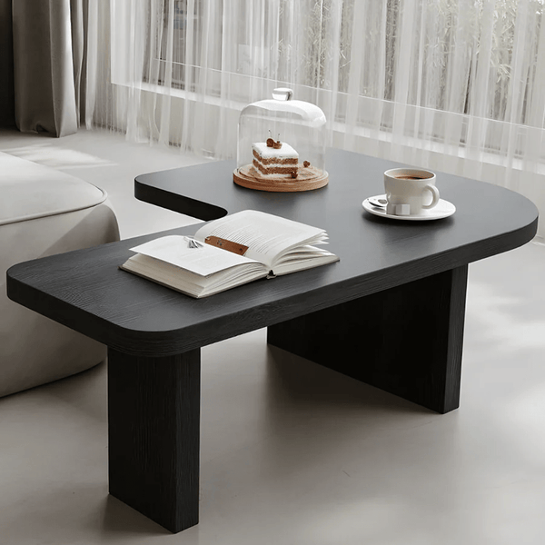 Helios Square Coffee Table Set | Solid Wood Nesting Tables in Black & Walnut Finish | Modern Contemporary Living Room Tables - Sleek Furniture