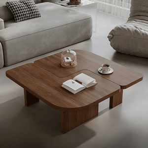Helios Square Coffee Table Set | Solid Wood Nesting Tables in Black & Walnut Finish | Modern Contemporary Living Room Tables - Sleek Furniture