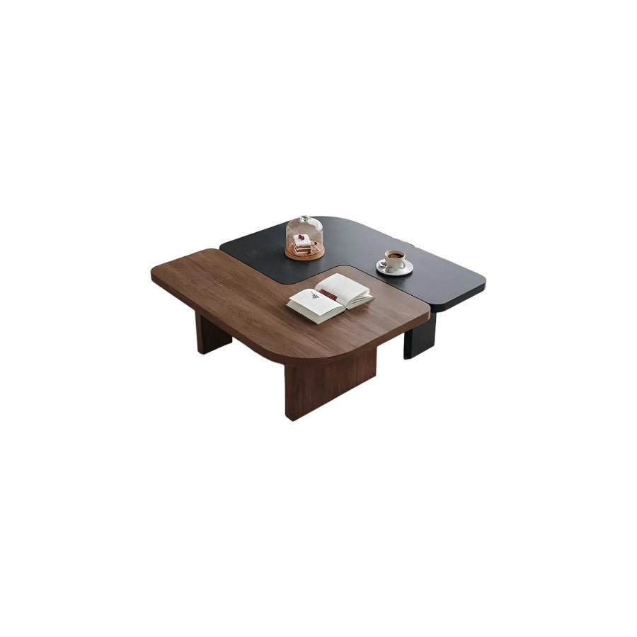 Helios Square Coffee Table Set | Solid Wood Nesting Tables in Black & Walnut Finish | Modern Contemporary Living Room Tables - Sleek Furniture