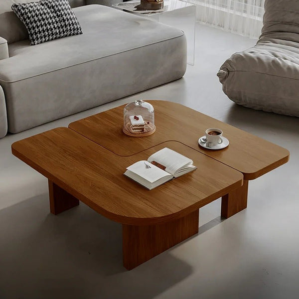 Helios Square Coffee Table Set | Solid Wood Nesting Tables in Black & Walnut Finish | Modern Contemporary Living Room Tables - Sleek Furniture