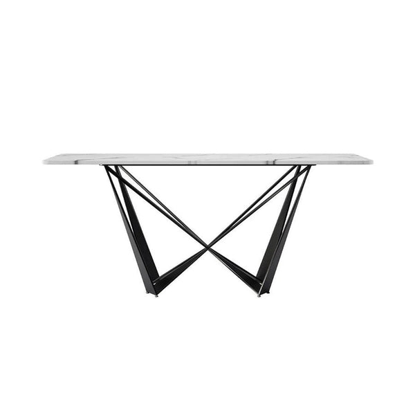 Helix Sintered Stone Dining Table Set with Black Steel Base, Modern Rectangular Dining Table and Chairs Set, Contemporary Dining Room Furniture - Sleek Furniture