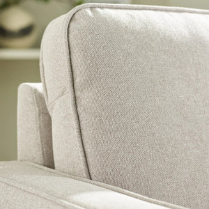 Henrietta Beige Chenille 3 Seater Sofa with Tufted Seat & Wooden Legs - Sleek Furniture