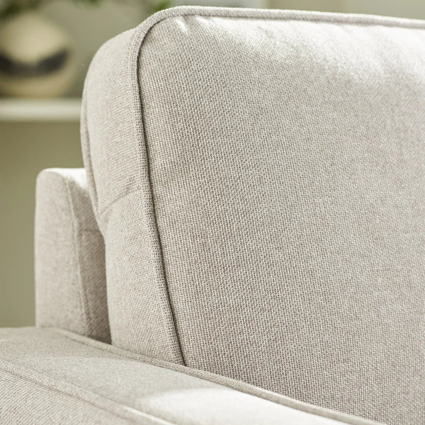 Henrietta Beige Chenille 3 Seater Sofa with Tufted Seat & Wooden Legs - Sleek Furniture