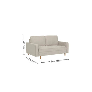 Henrietta Beige Chenille 3 Seater Sofa with Tufted Seat & Wooden Legs - Sleek Furniture