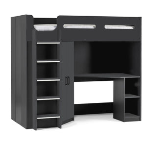 Hercules High Sleeper Bed with Integrated Wardrobe, Shelving & Glow-in-the-Dark Steps - Sleek Furniture