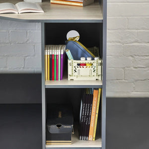Hercules High Sleeper Bed with Wardrobe, Shelving & Glow-in-the-Dark Steps – Wood Grain & Anthracite - Sleek Furniture