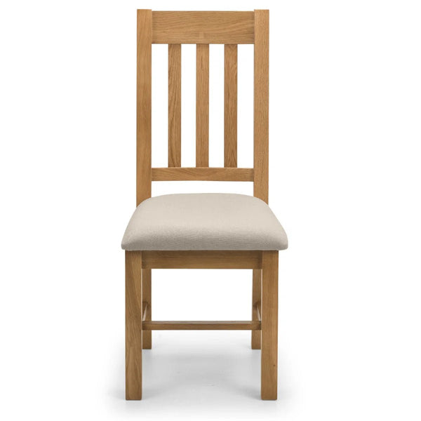 Hereford Solid White Oak Dining Chairs Set of 2 with Taupe Linen Upholstered Seats, Slatted Back, Waxed Finish, Wooden Dining Chair Pair - Sleek Furniture