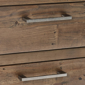 Heritage Reclaimed Wood 3 Drawer Bedside Cabinet with Industrial Metal Handles - Sleek Furniture