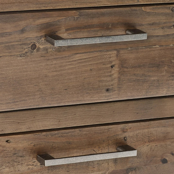 Heritage Reclaimed Wood 3 Drawer Bedside Cabinet with Industrial Metal Handles - Sleek Furniture