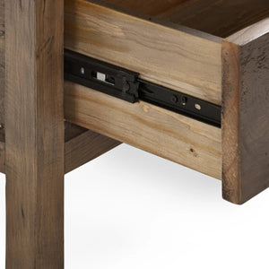 Heritage Reclaimed Wood 3 Drawer Bedside Cabinet with Industrial Metal Handles - Sleek Furniture