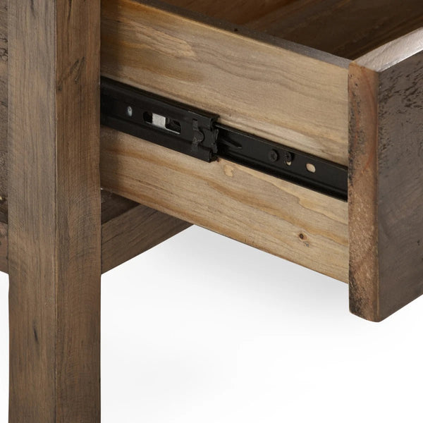 Heritage Reclaimed Wood 3 Drawer Bedside Cabinet with Industrial Metal Handles - Sleek Furniture